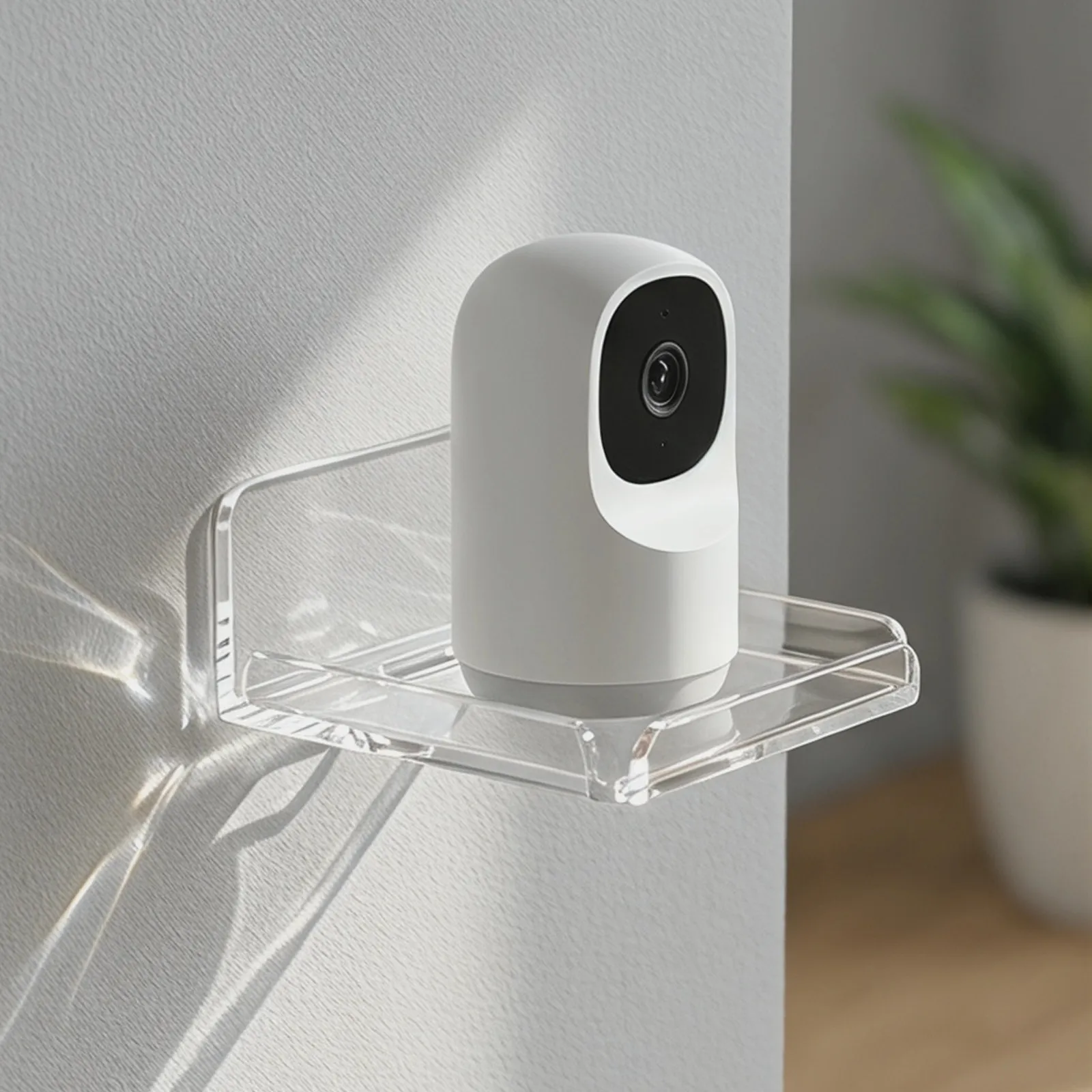 2 Pcs Nail-free Camera Bracket Acrylic Small Floating Shelf Clear Adhesive Wall-mounted Shelves