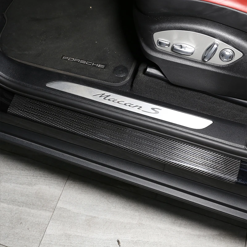 For Porsche MACAN 2014-2021 Car Styling Accessories Door Sill Scuff Plate Cover Trim Real Carbon Fibre Welcome Pedal Guard