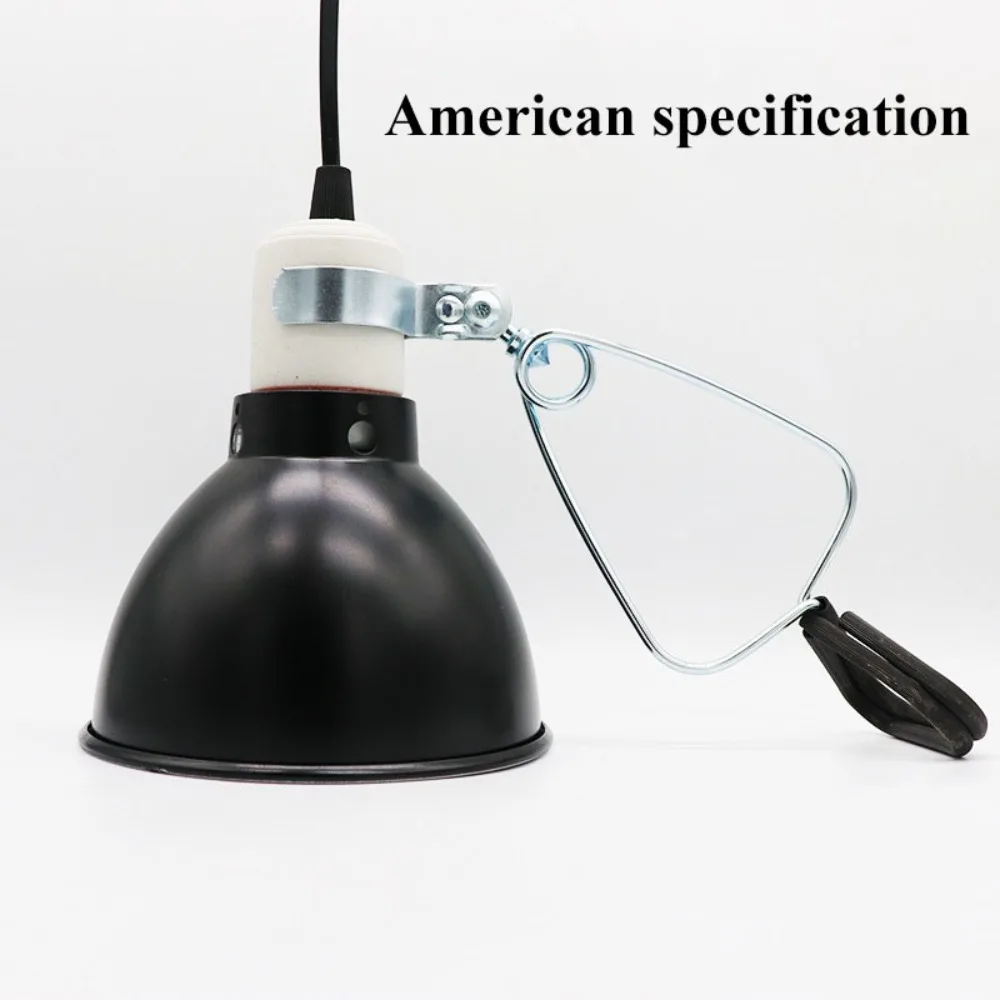 

Black Reptile Heating Lamp 110-240V Shallow Dome Lampshade Emission Lamps Uniform Heating 300W E27 Heating Light Holder