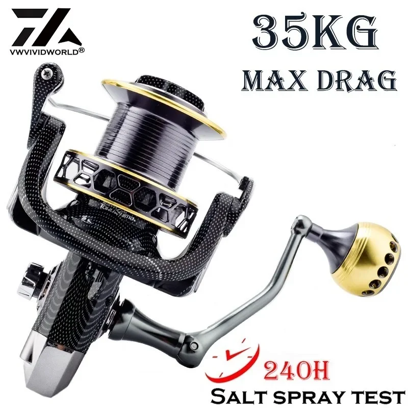 VX Big Fishing Reels 9000-12000 Strong Drag Spinning Wheel 4.1:1 Long Casting Reel Sea Boat Trolling Accesorios Max Drag 35kg