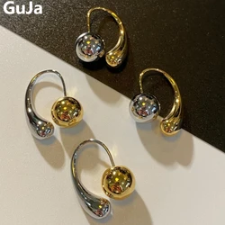 Fashion Jewelry Popular Style Metallic Round Bead Teardrop Earrings For Women Girl Wedding Gift Ear Accessories Hot Sale