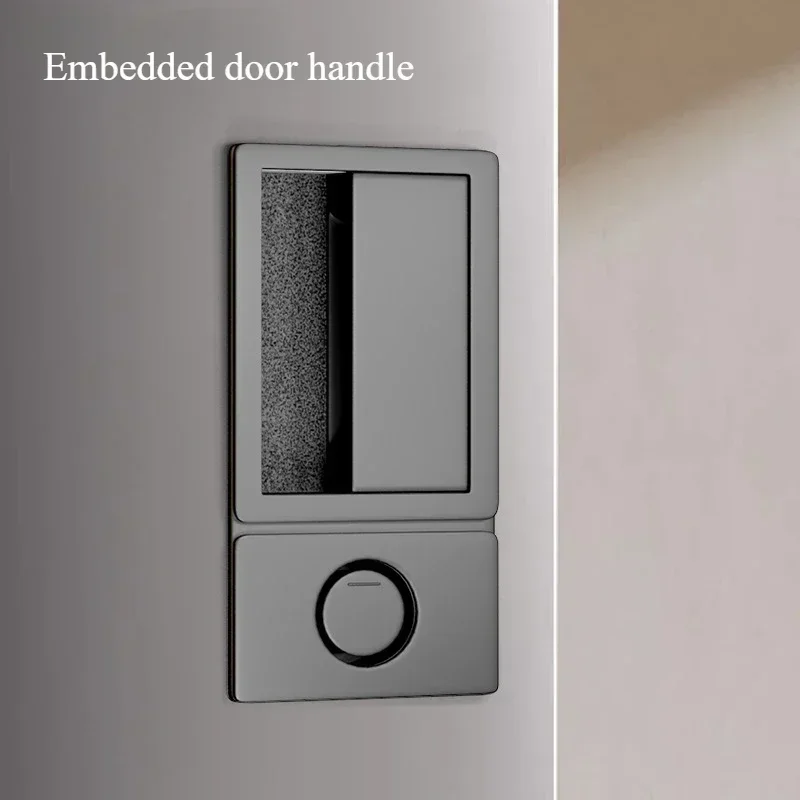 Minimalist Flat Lock Hidden Embedded Single Tongue Magnetic Door Lock Indoor Bedroom Room Hidden Key Black Door Handle