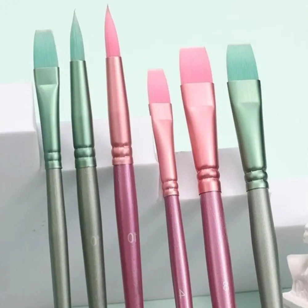 4/6pcs soft hair Painting Brush Set Different Shape Professional Watercolor Drawing Brushes Wooden Handle Nylon