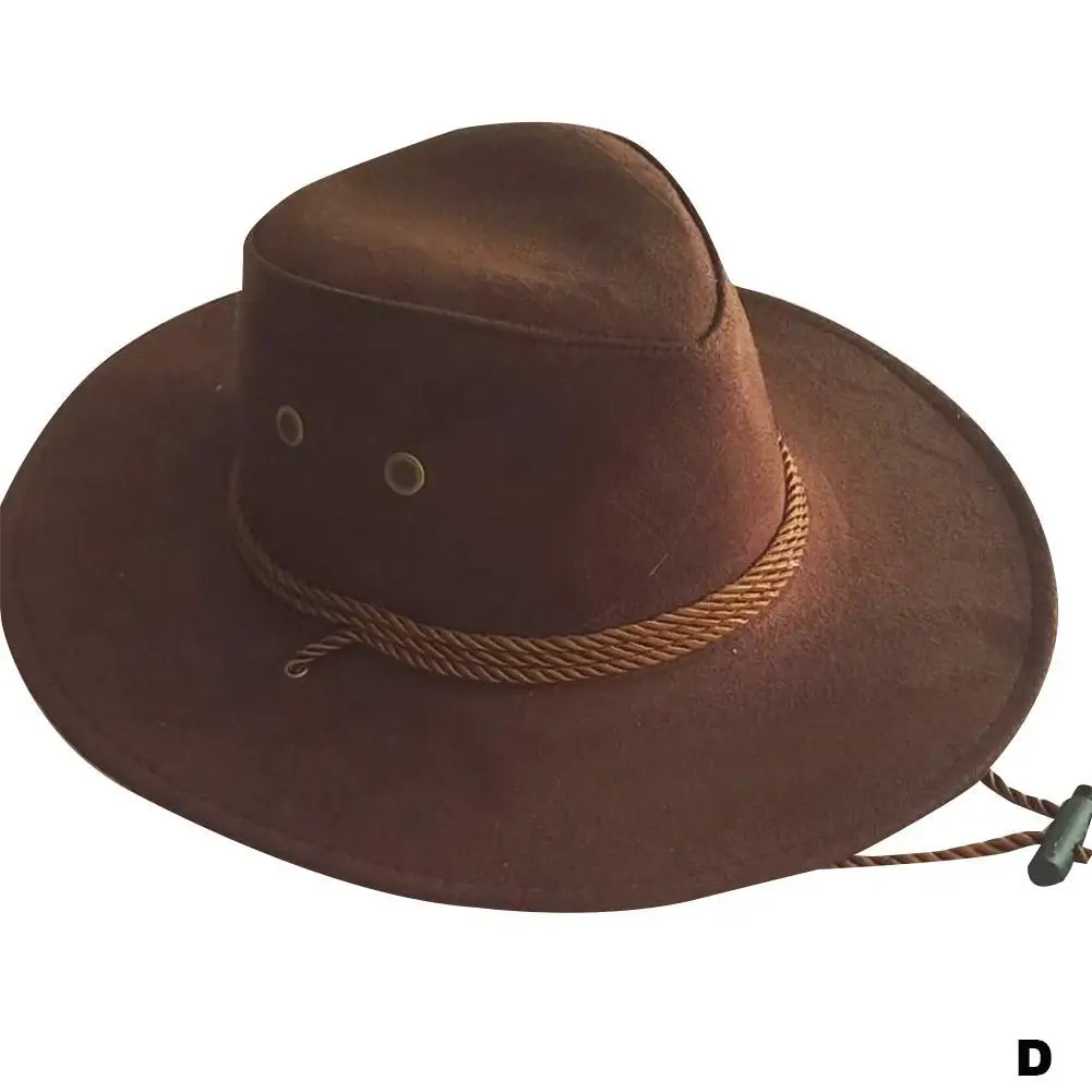 1pcs Cowboy sun hat Faux Leather men women fashion Western cowboy large brim cap for Travel