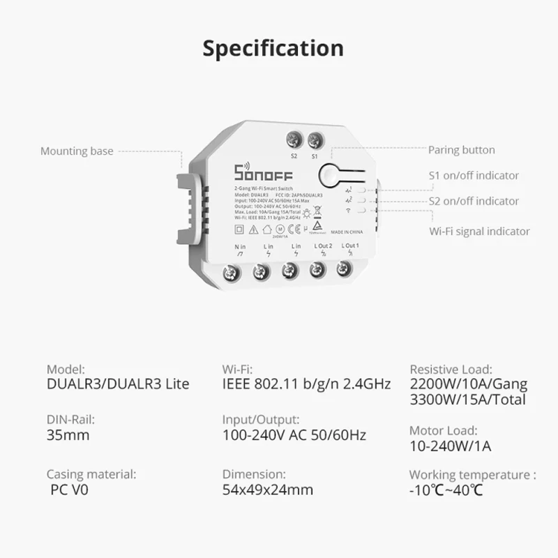 SONOFF 듀얼 R3 와이파이 커튼 스위치, 듀얼 릴레이 모듈, 파워 미터링 셔터 스위치, 스마트 홈, eWeLink 앱, 알렉사, 구글 홈