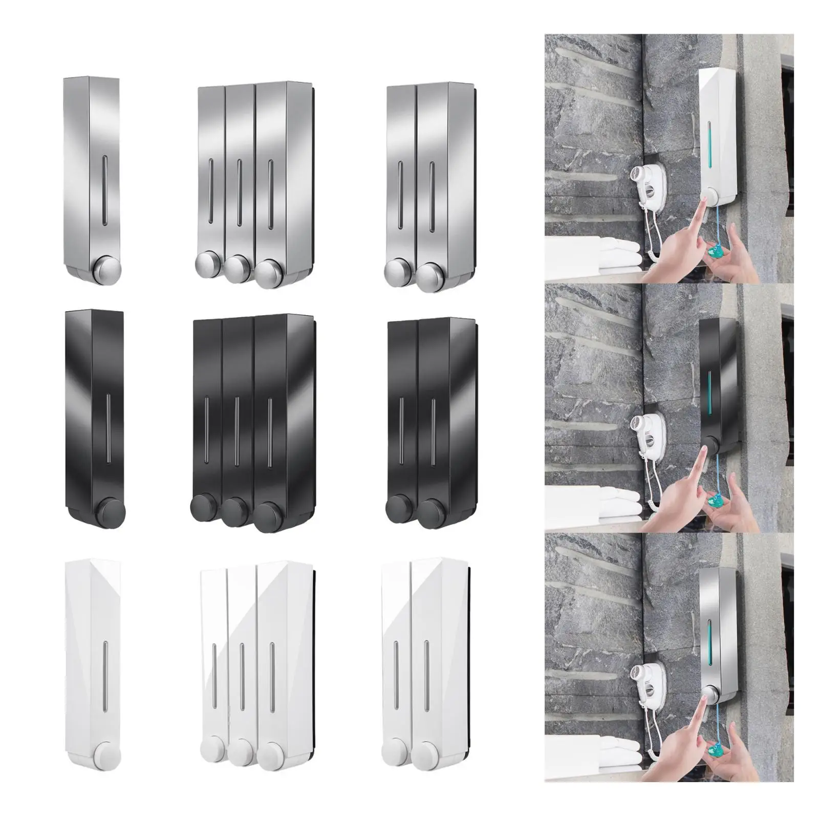 

Wall Mount Soap Dispenser Shower Shampoo Pump Bottle Box Home Office Cafe