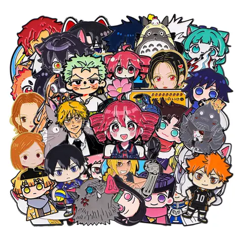 Rastgele Karışık 20/30/50/100 adet Toptan Serin Anime Emaye Pin Broşlar Kadınlar Için Yaka Iğnesi Rozeti Giyim Aksesuarları Hayranları Hediyeler