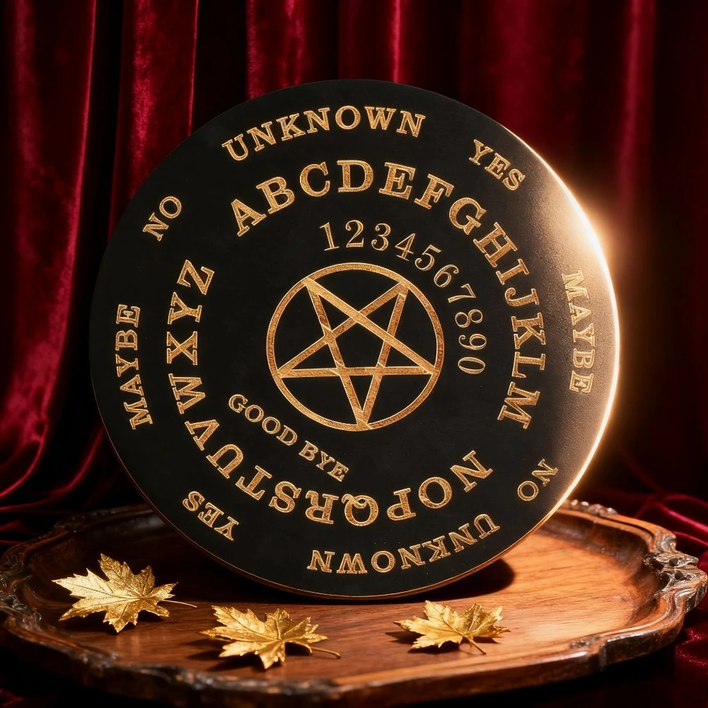 15cm Mystic Wooden Divination Board Decorative Plaque Alphabet Symbol Pattern Round Wood Display Stand Home Desk Spiritual Decor