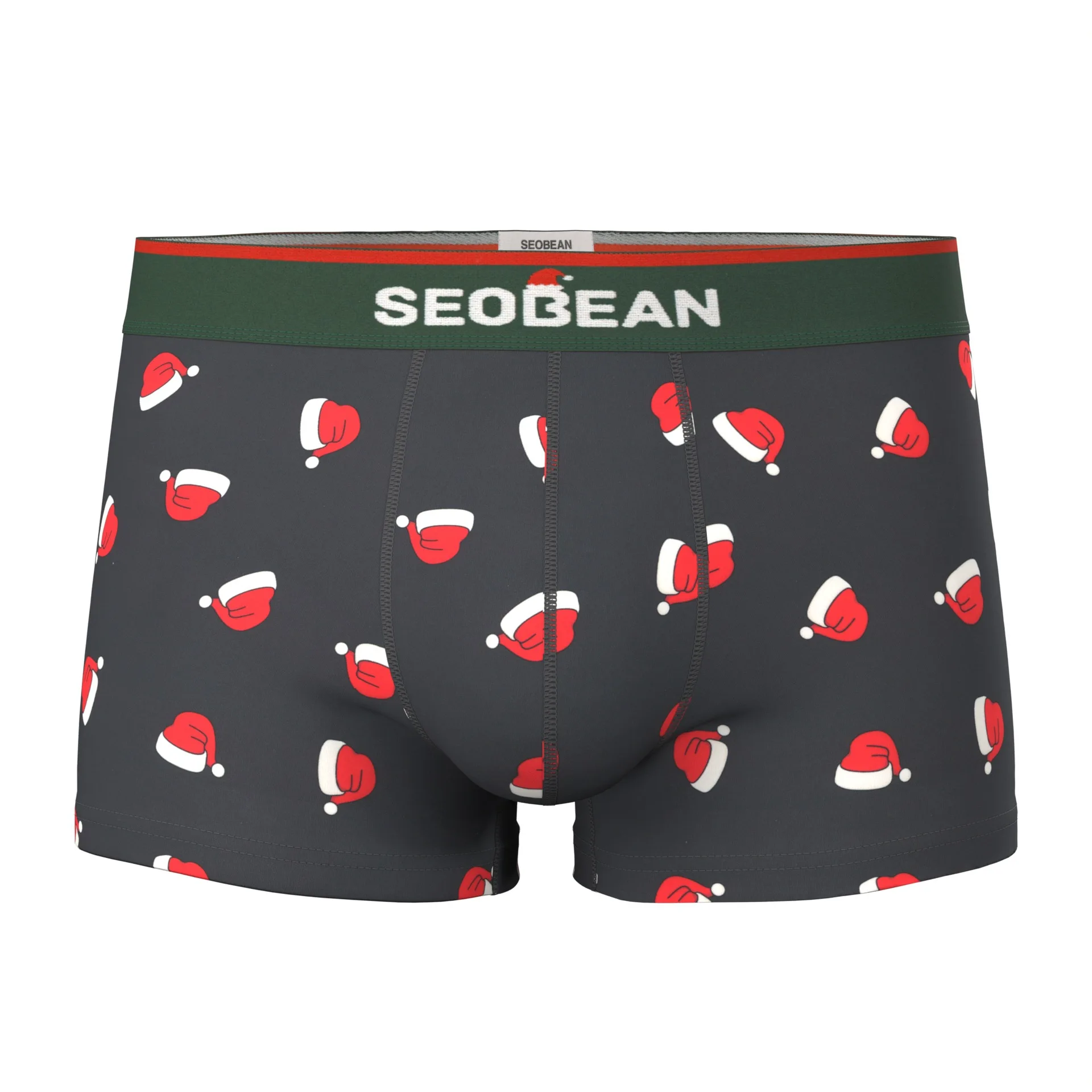 Christmas Boxer Briefs for Men Festive Reindeer Pattern Low-rise Boxy Underwear Lightweight U Convex Pouch Daily Wear Underpants