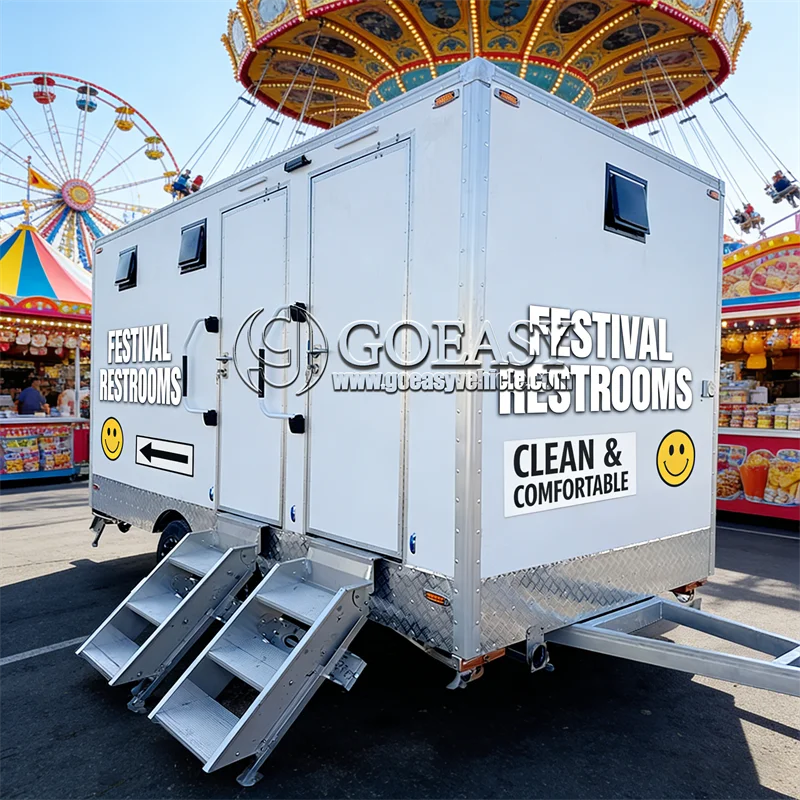 Customizable Portable Bathroom Trailer with Sophisticated Outdoor Shower Facilities