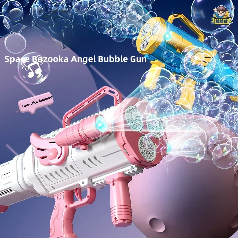 Automatic Bubble Gun Three-Cylinder Rocket Bubble Machine Porous Gatling Children's Toy Bubble Machine Toy Water Gun