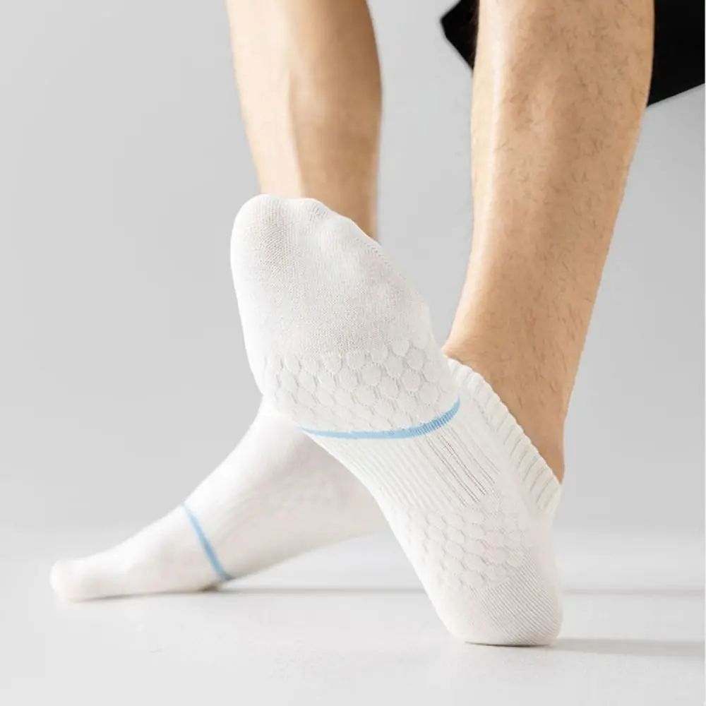 Chaussettes courtes respirantes décontractées pour hommes, chaussettes de rinçage fines en maille, absorbant la transpiration, chaussettes de bateau en coton, été, 5 paires