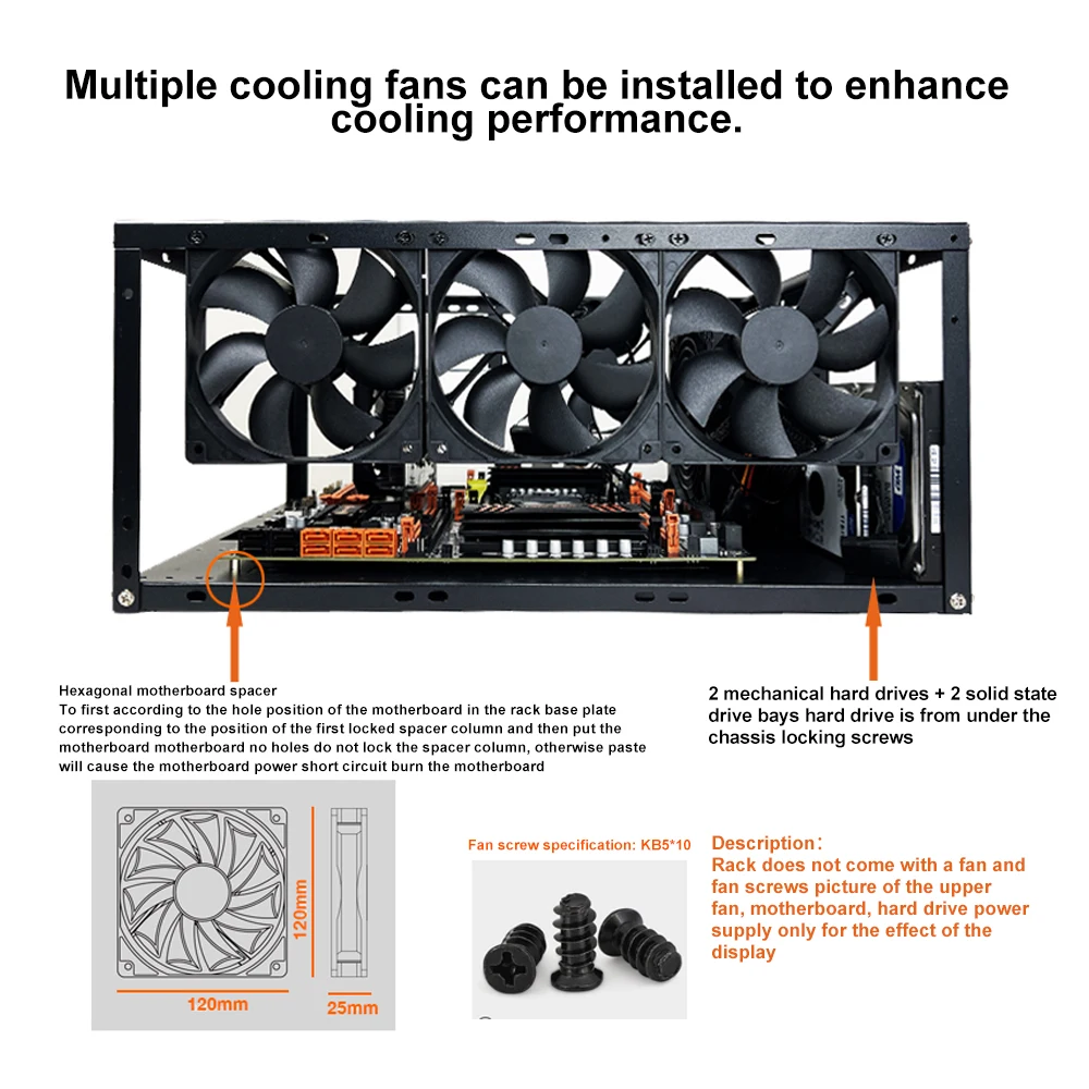 DIY Computer Motherboard Case Rack Aluminum Frame Chassis Cooling Rack ...