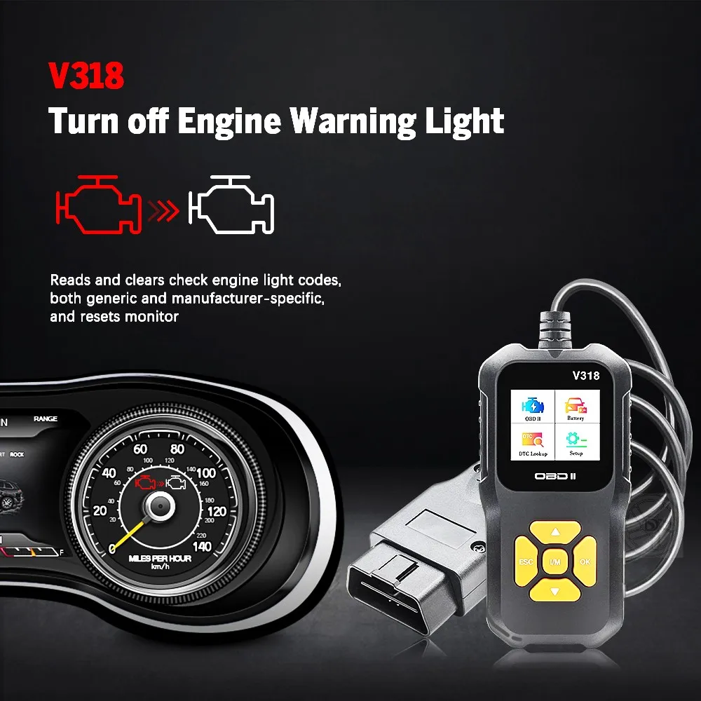 V318 OBD2 Scanner Car Fault Diagnostic Instrument Engine Reading Clear The Engine Malfunction Light Mechanic Tools 10 Languages