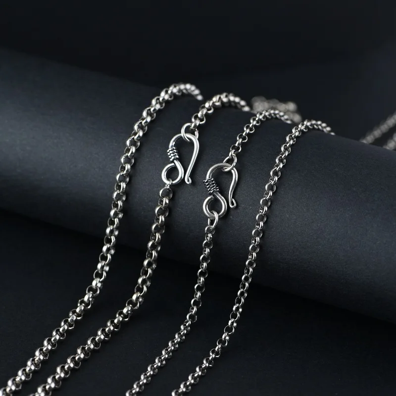New S925 Sterling Silver Jewelry Vintage Fashion 3MM S-hook Wholesale Of Circular Pearl Chains Men's and Women's Gifts