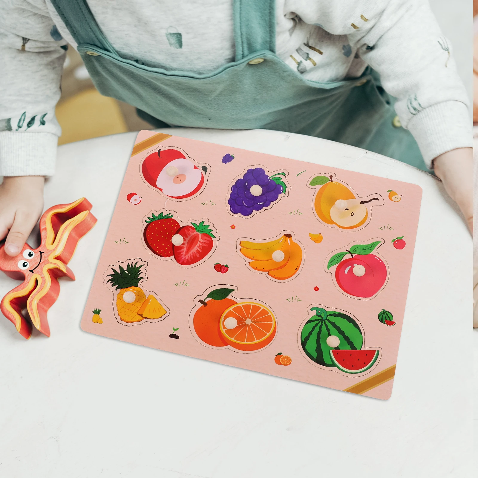 1 Juego de rompecabezas de frutas para niños, juegos educativos de madera a juego, mejora el pensamiento lógico, colores brillantes, rompecabezas de frutas de madera, 1 Juego