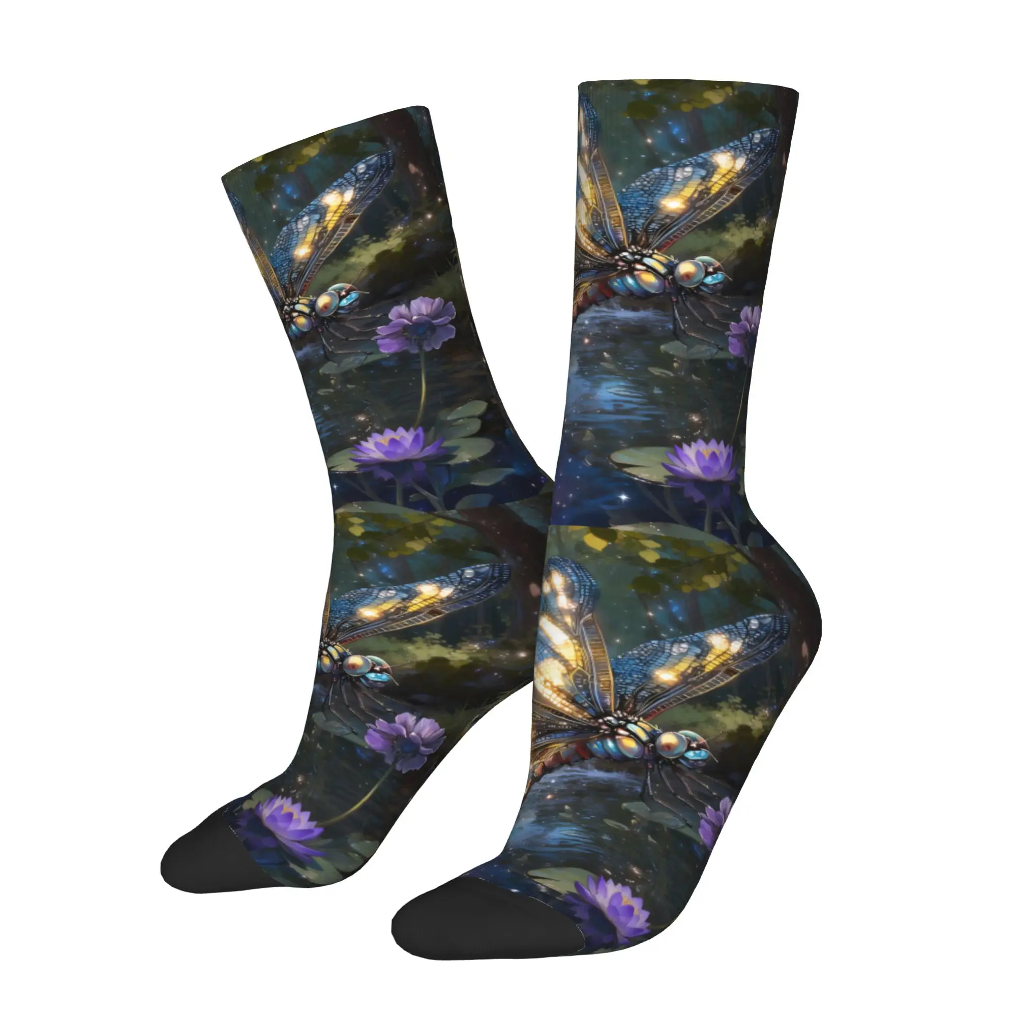

Blue Gold Dragonly Sock Printed Man Polyester Fashion Popular