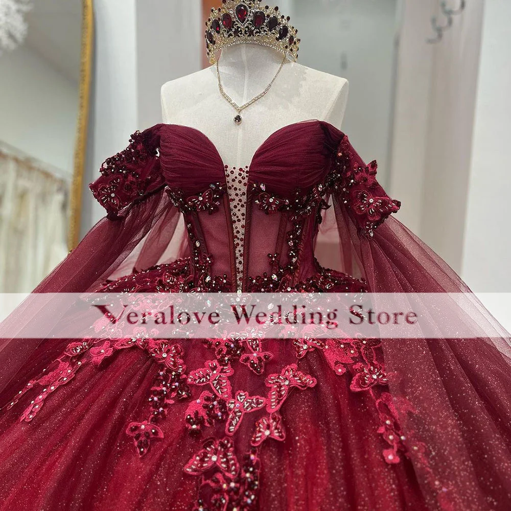 Vestidos De 15 Quinceañera 2025 Luxury Red Quinceanera Dresses With Floral Applique Sweet 15 Girls Birthday Gowns Customized