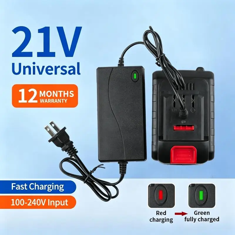 【L】21V Smart Fast Charger For Cordless Drill/Electric Wrench Batteries, Full Charge Auto-Stop
