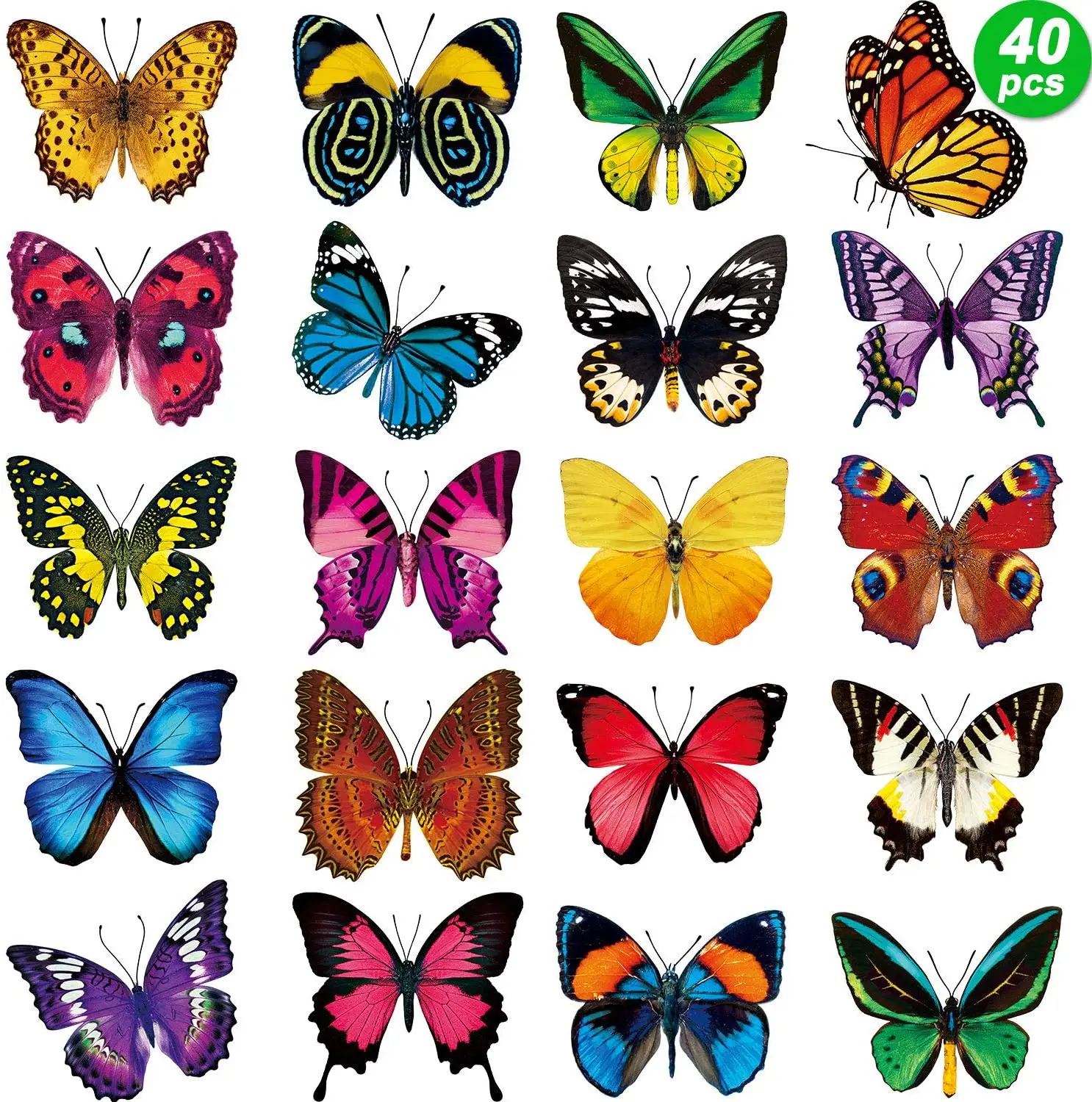

40 Pcs Butterfly Window Stickers Anti-Collision Decals for Glass Spring Decor Prevent Bird Strikes