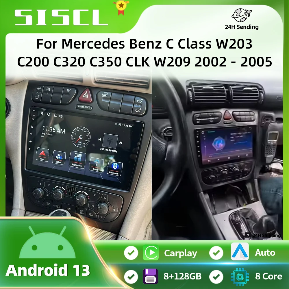 

Android For Mercedes Benz C Class W203 C200 C320 C350 CLK W209 2002 - 2005 Car Stereo Multimedia video Player Car Radio NO DVD