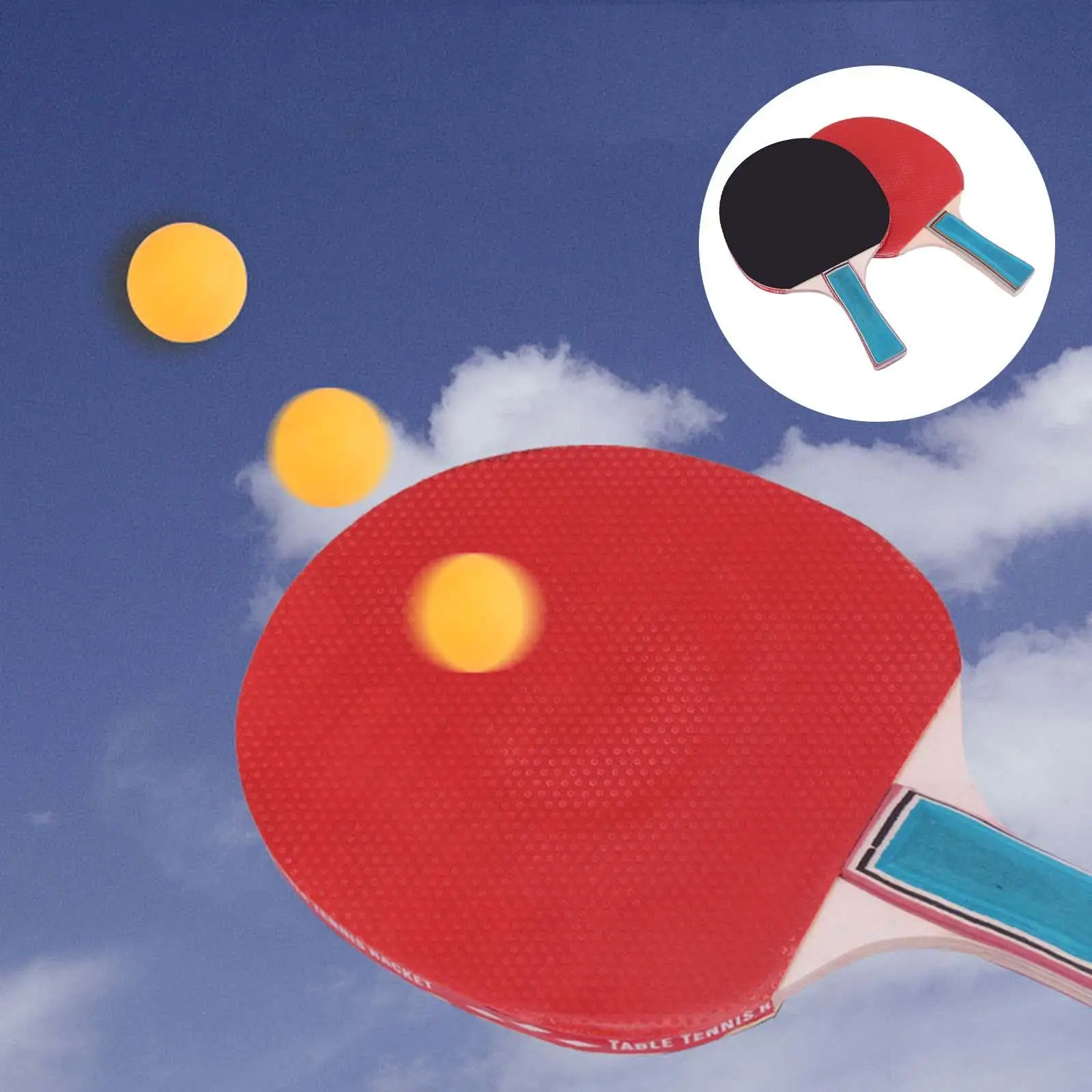 

Table Tennis Rackets Wood with Rubber Sponge Lightweight Pingpong Paddles for Enthusiast Casual Playing Practicing Beginner Gym