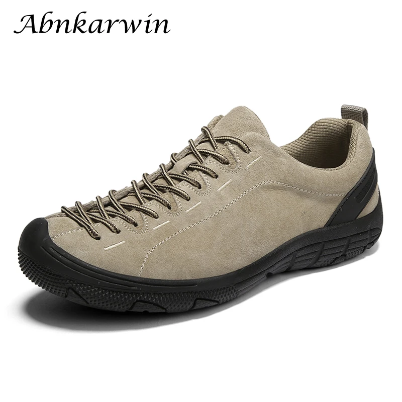 New Men Leather Casual Shoes Breathable Outdoor Sneakers Walking Trekking Size 38~47 Spring Autumn