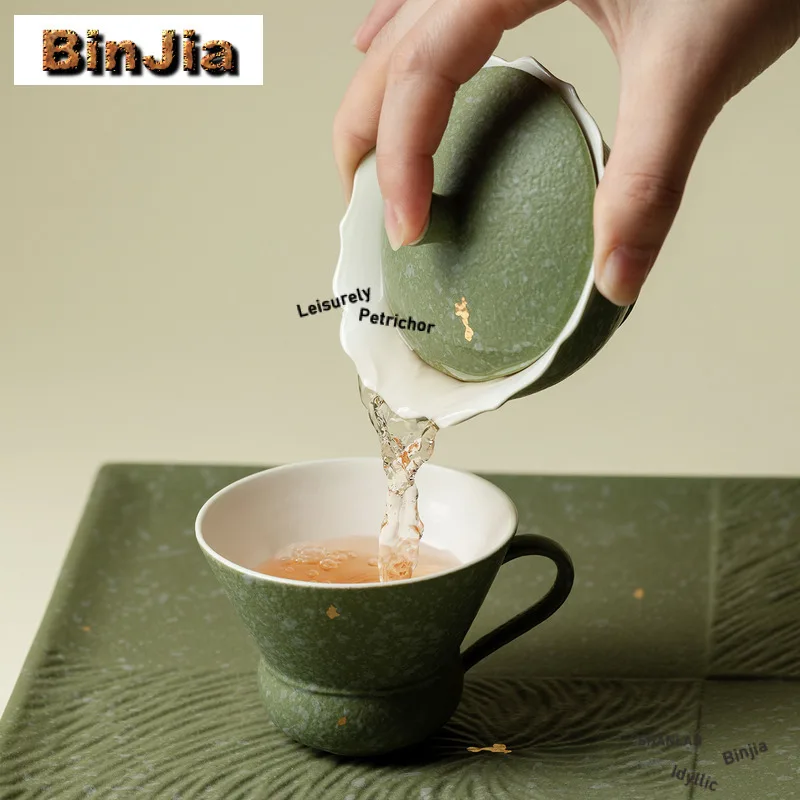 90ml Sprinkle Gold Flower Mouth Gaiwan Japanese Anti-scald Tea Tureen Tea Bowl With Lid Kit Tea Maker Cover Bowl Cha Craft Gift