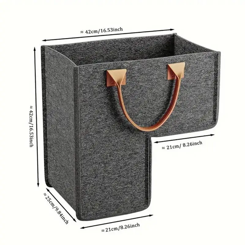 

L-Shape Basket with Handles for Stair Clothes Kids Toys Space Saving Staircase Storage Organizer Home Office Stair Decor