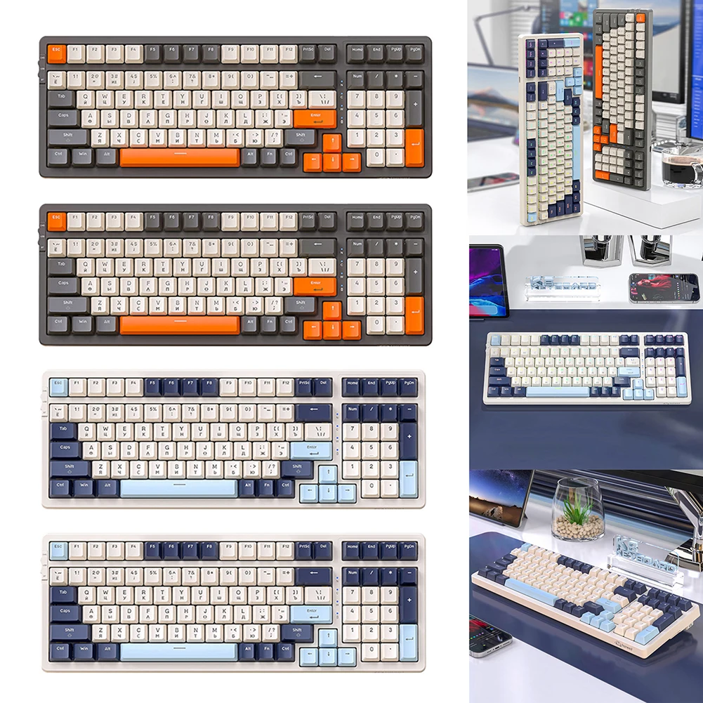 

Беспроводная механическая клавиатура K8, три режима, RGB-подсветка, 100 клавиш, бесшумный ввод текста, BT5.0/2.4Ghz/Type-C, проводная, для ПК-геймеров