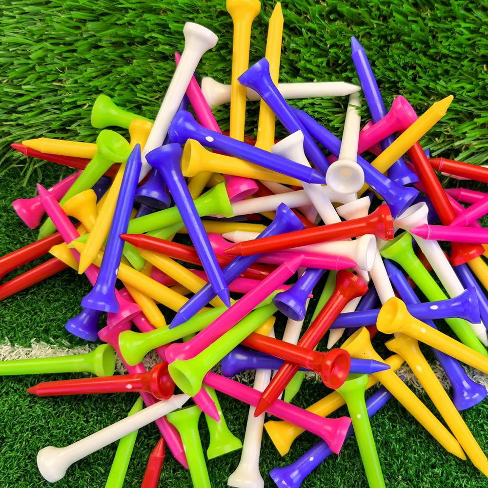 100 Pcs Golf Tees Plastic Durable Mixed Color Available In 4 Sizes Auxiliary Practice Golf Plastic Tees Accessories Supplies