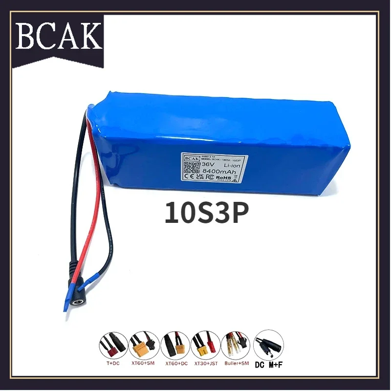 18650 36V Rechargeable Lithium Battery BCAK Style 10S3P 8400mAh Pack  with BMS+ 42V 2A Charger