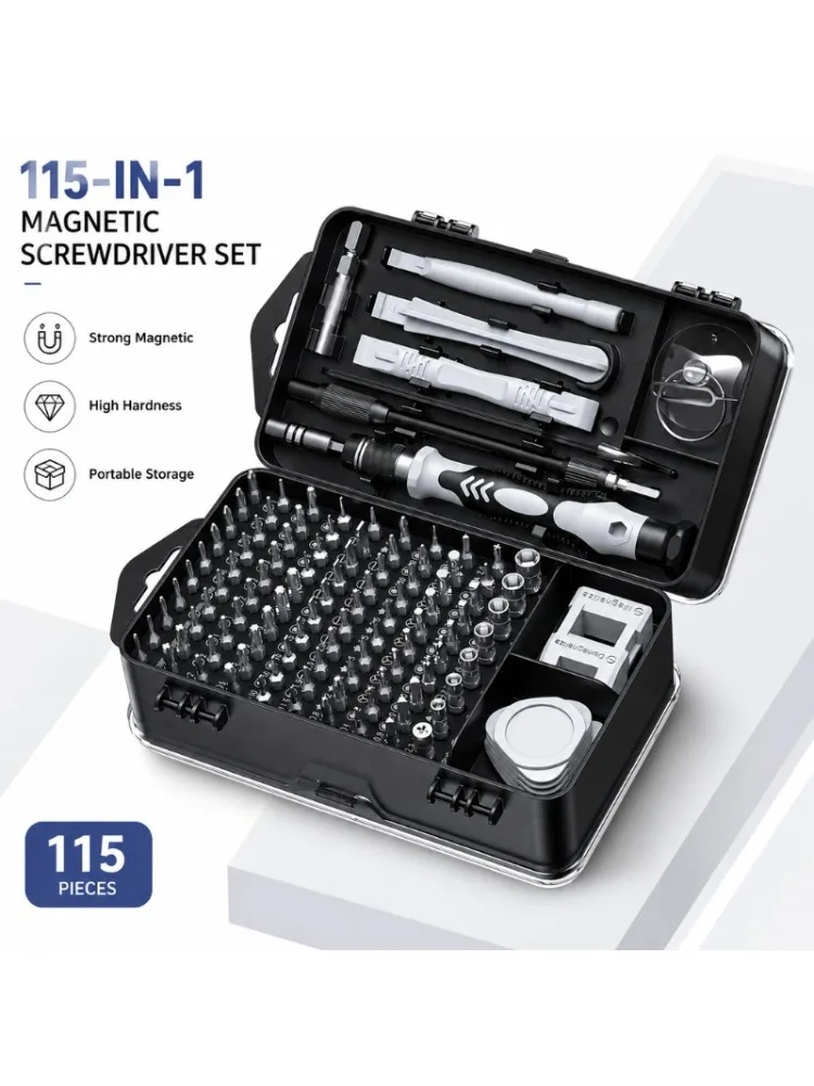 115-in-1 Magnetischer Schraubendreher-Set mit Hochhärte-Bits, Multi-Reparatur-Werkzeugset für Handys, Tablets, Kleingeräte und unregelmäßige Schrauben