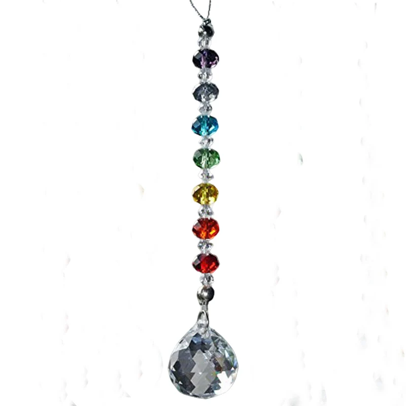 1PCS 20mm Crystal Suncatcher Ball Prism Chakra Rondelle Beads Pendant Rainbow Maker Hanging Home Garden Decoration