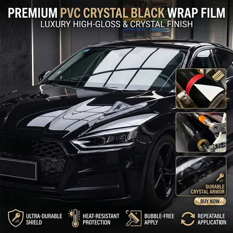 PET Glossy Black Car Vinyl Wrap Film Waterproof PVC Car Full Body Decoration Decal Personalization Auto Decoration Vehicle Body Protective Film