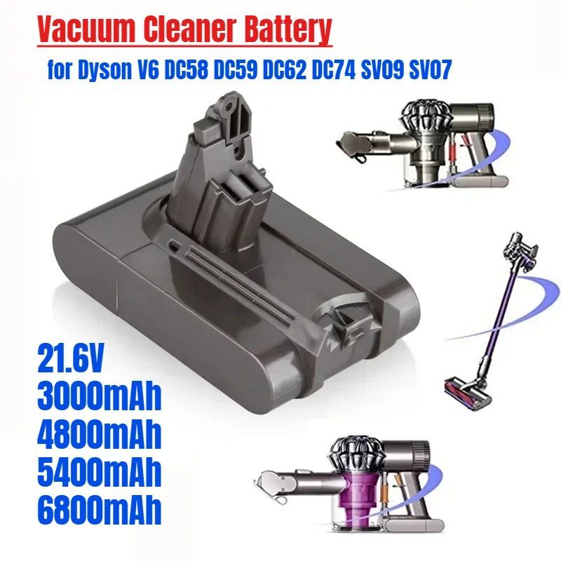 

21.6V 6800mAh Li-ion Battery for Dyson V6 DC58 DC59 DC62 DC74 SV09 SV07 Vacuum Cleaner Battery