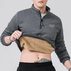 Winter New Fleece Sweatshirt Men Outdoor Work Lined Warm Sweatshirt Pure Color Thicken Warm Sweatshirt Thicken Plus Hoodies Male