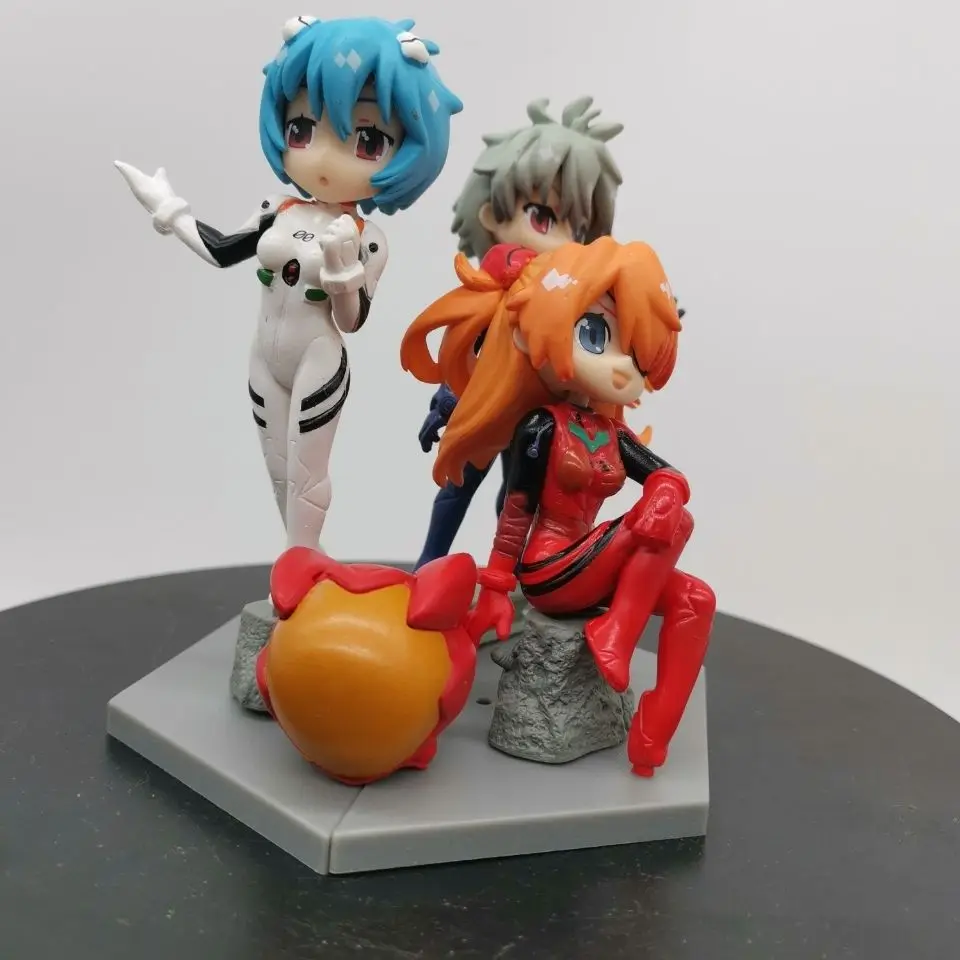 3pcs/set Anime EVA Ayanami Rei Asuka Nagisa Kaworu Q-version kawaii Action Figures PVC Model Statue Desk Decor Toys doll Gifts