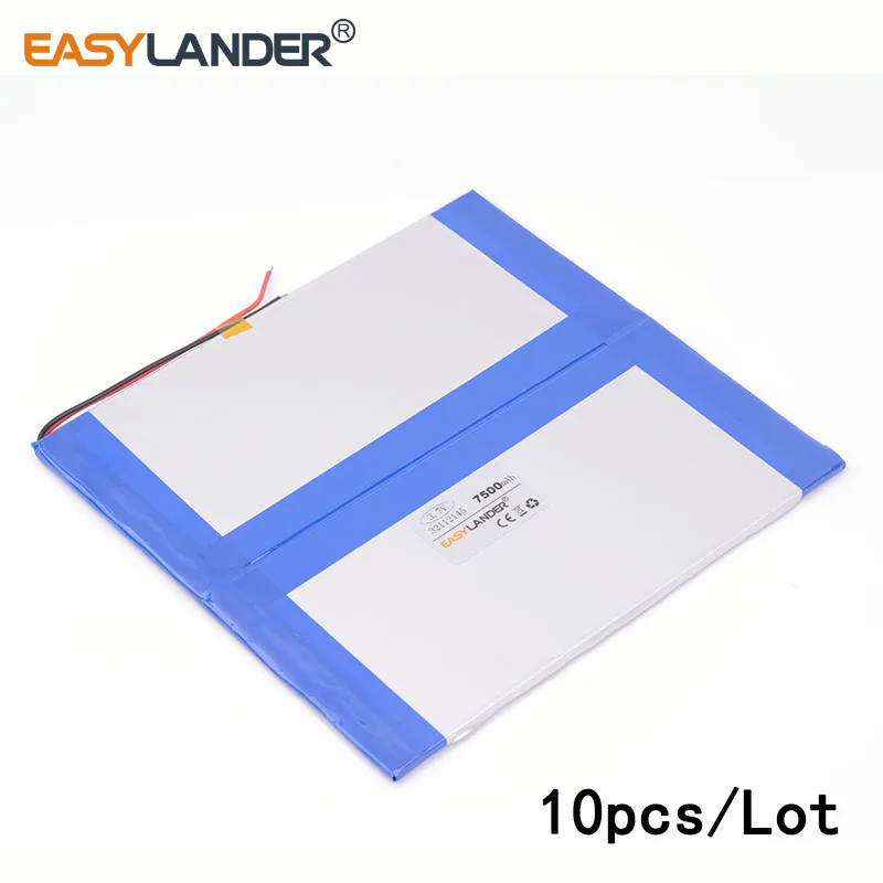 

10pcs/Lot 3.7V 7500mAH 32112145 lithium Li ion polymer rechargeable battery for tablet pc MOBILE POWER BANK;cell phone speaker