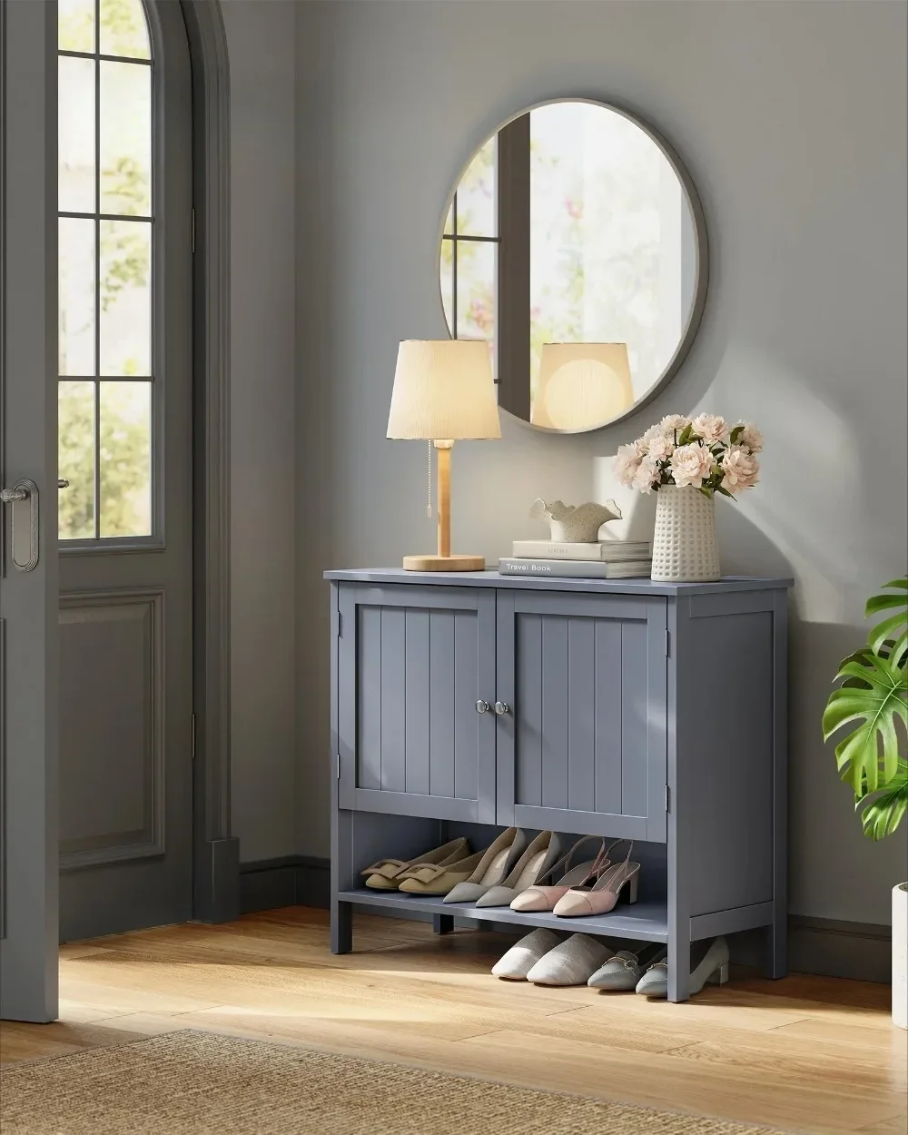 

3-Tier Shoe Cabinet with Adjustable Shelf - Modern Country Style Shoe Storage Organizer, Freestanding Entryway Cabinet