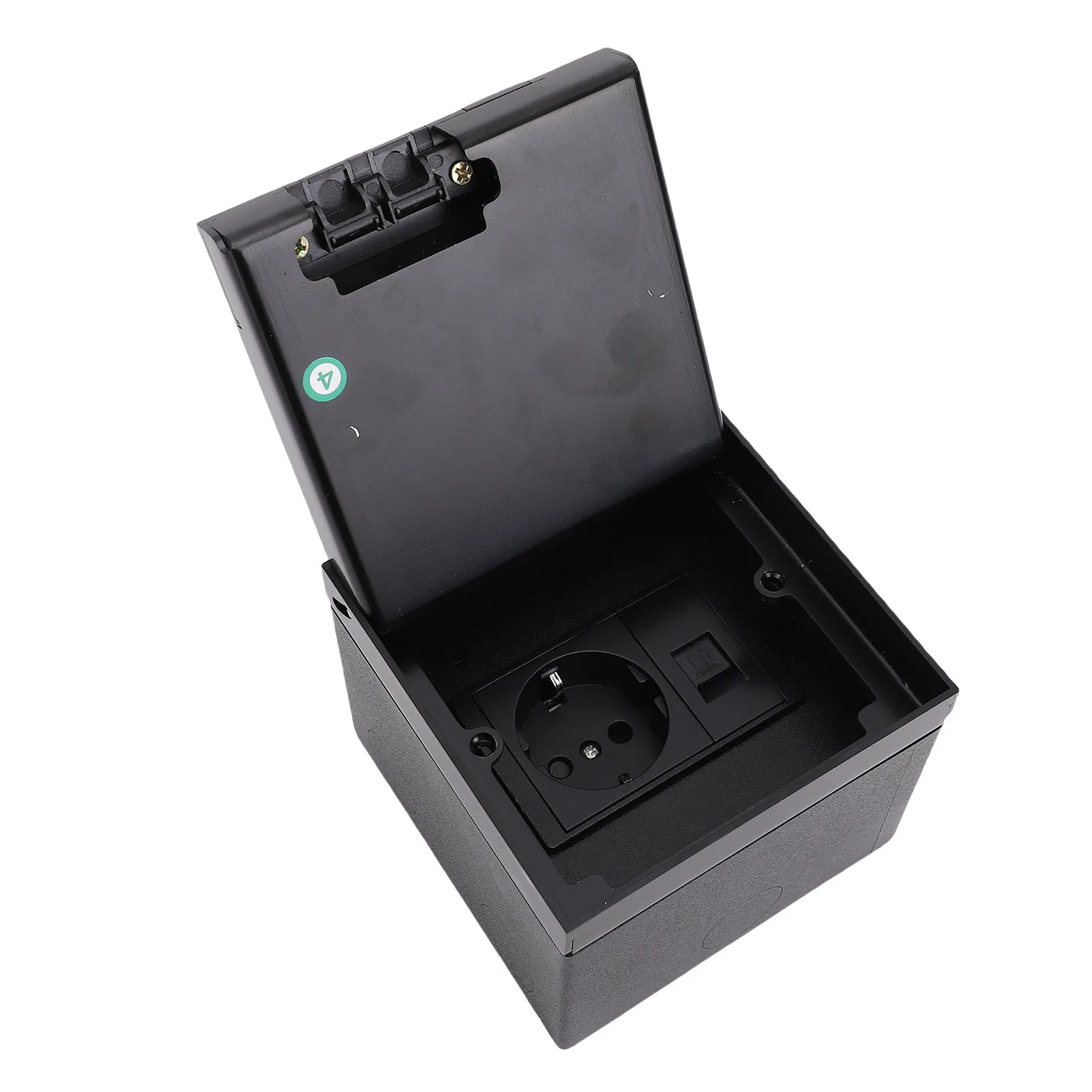 

Recessed Flat Socket with 2 Prong Outlet and Network Cable Port Floor Embedded Receptacle Box Kit Black Recessed Floor Socket