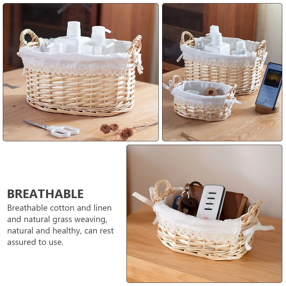 

1 pc Storage Basket Beige Desktop Desktop Cosmetics Holder Organizer For Cosmetics Bedroom Cabinet Decor Practical Holder