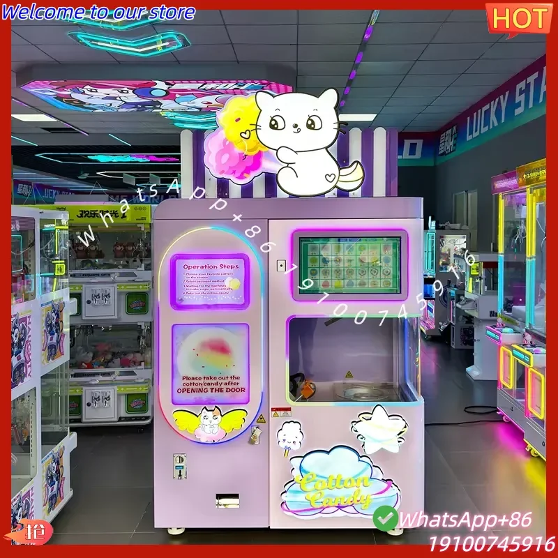 CE Certificate Coin-Operated Automatic Cotton Candy Vending Machine 36 Flower Shape for Shopping Mall 110V/220V Custom Logo