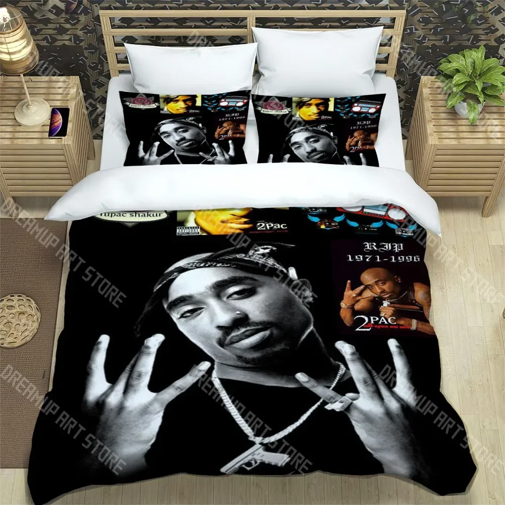 

T-Tupac Shakur модный модный комплект из трех предметов с принтом, подходит для детей и взрослых, пододеяльник, наволочка, комплект постельного белья, подарок на день рождения