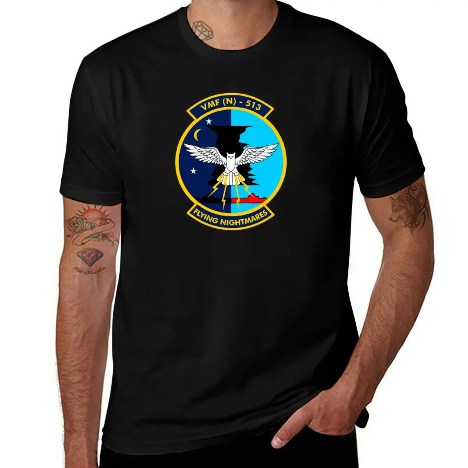 VMF (N) - 513 Flying Nightmares USMC Attack Squadron - Clean Style T-Shirt cotton t-shirt plain for man package T-Shirt