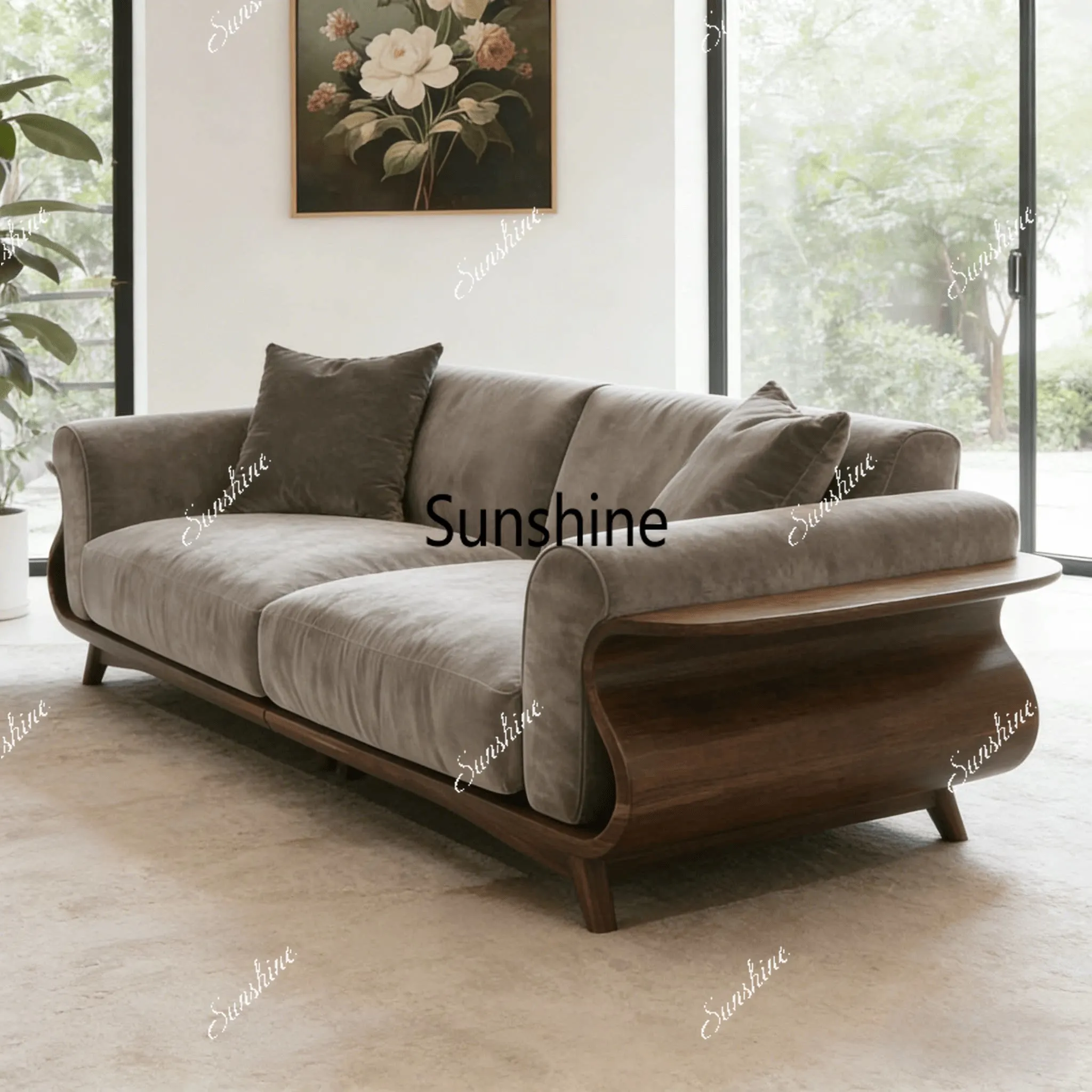 

New Chinese-style solid wood living room sofa size apartment high-end household