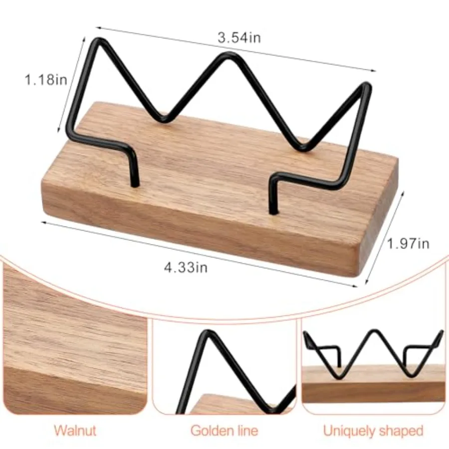 2 Pieces Wood Business Card Holder for Desk Wooden Business Card Display Stand Postcard Holder for Office Home Desktop Color, B