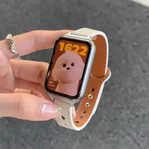 Slim Leather Strap For Xiaomi Band 9Pro 8Pro Wristband Bracelet New Design For redmi watch 6 5 Quick Release Casual Accessories