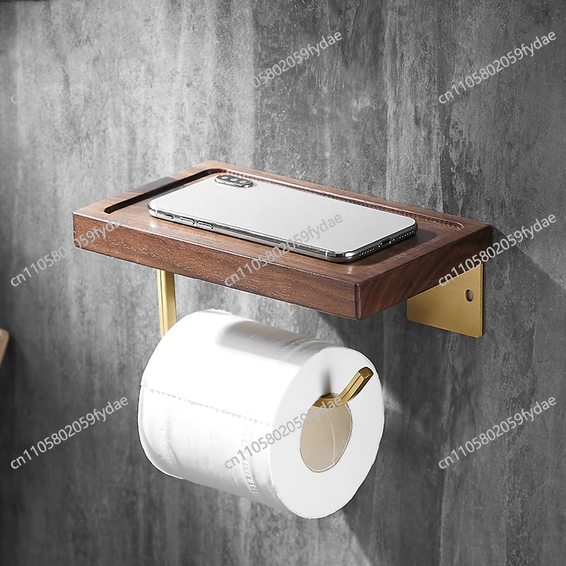 

Paper towel rack Black walnut toilet roll rack Creative solid wood paper towel hook bathroom rack