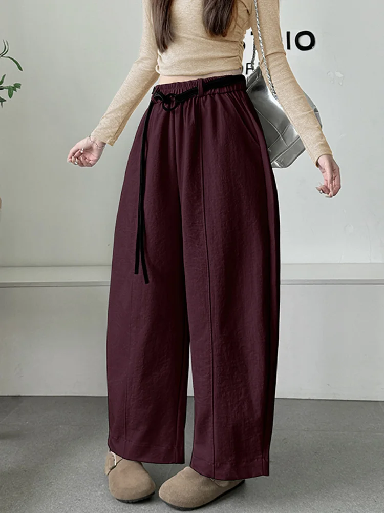 Calças Casuais de Cintura Alta e Pernas Largas para Mulheres, Novas para Outono e Inverno, Slimming Versáteis, Calças Harlan Coreanas de Nove Pontos